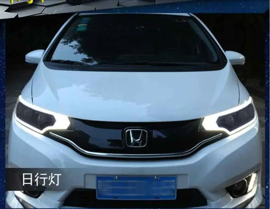 2 шт. бампер свет для 2014 2015 2016 2017 год фары Honda Jazz Fit фары все светодиодный HI LO Fit Джаз противотуманная фара