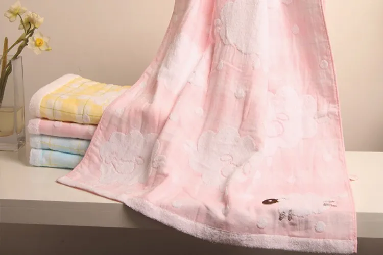 Детский хлопковый комплект полотенец с рисунком овечки, 3 предмета, банное полотенце для рук, Пляжное розовое полотенце с вышивкой, семейный подарок для взрослых,, FG452