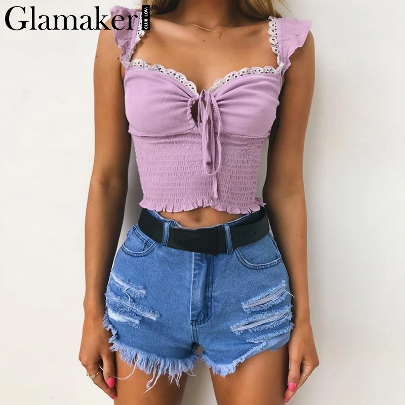 Glamaker сексуальный укороченный топ с v образным вырезом Женский облегающий клубный