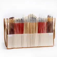 38 шт. набор кистей для рисования с холщовой сумкой, длинной деревянной ручкой, синтетические волосы, художественные принадлежности для масляной акриловой акварельной живописи