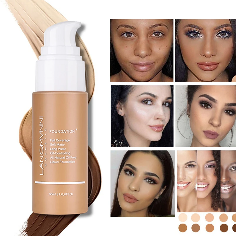 

Make Up Profissional Dark Skin Body Face Foundation Liquid Makeup Waterproof Soft Matte Full Cover Base foundation maquillage