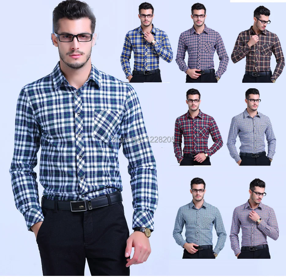 HOT Sales Spring Autumn men plaid shirts Casual cotton