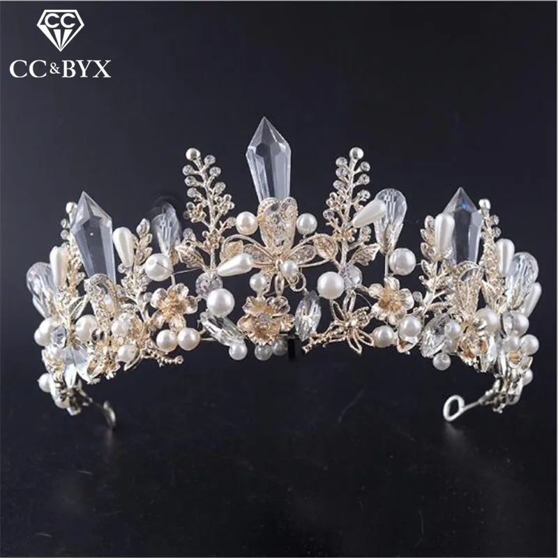 

CC crowns tiaras hairbands luxury bride wedding hair accessories for women engagement crystal pearl bridesmaids jewelry HG719