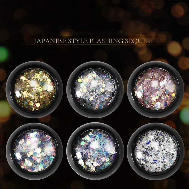 

1 Box Glitter Star Moon Sequins Beads Mixed DIY Nail Art Decorations 3D Manicure UV Gel DIY Nail Accessories Tools #290351