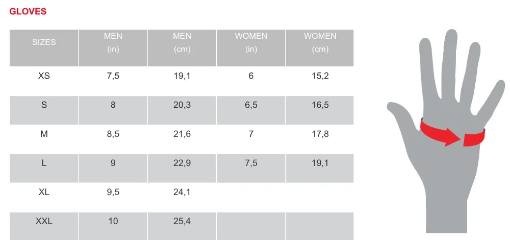 GLOVE SIZE CHART