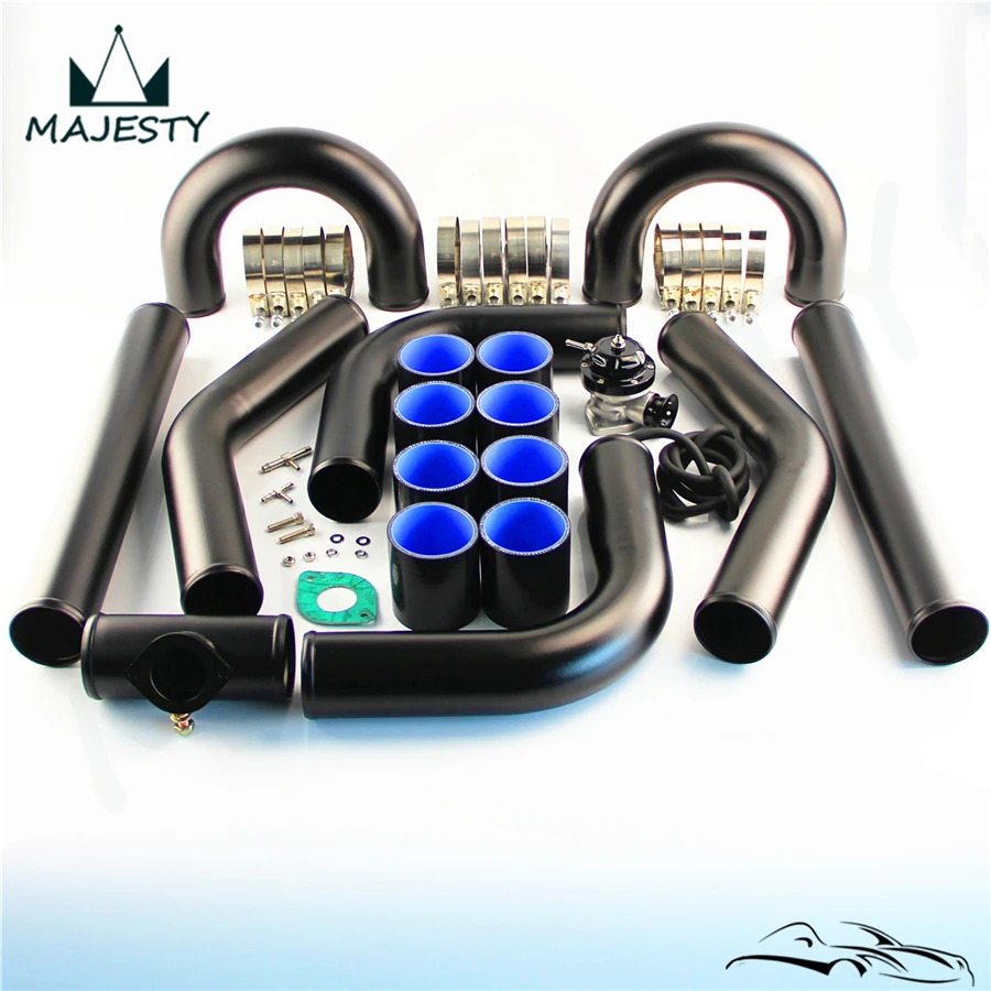 3" 76mm Universal Intercooler Pipe Piping Kit 8PCS + BOV Turbo Blow Off