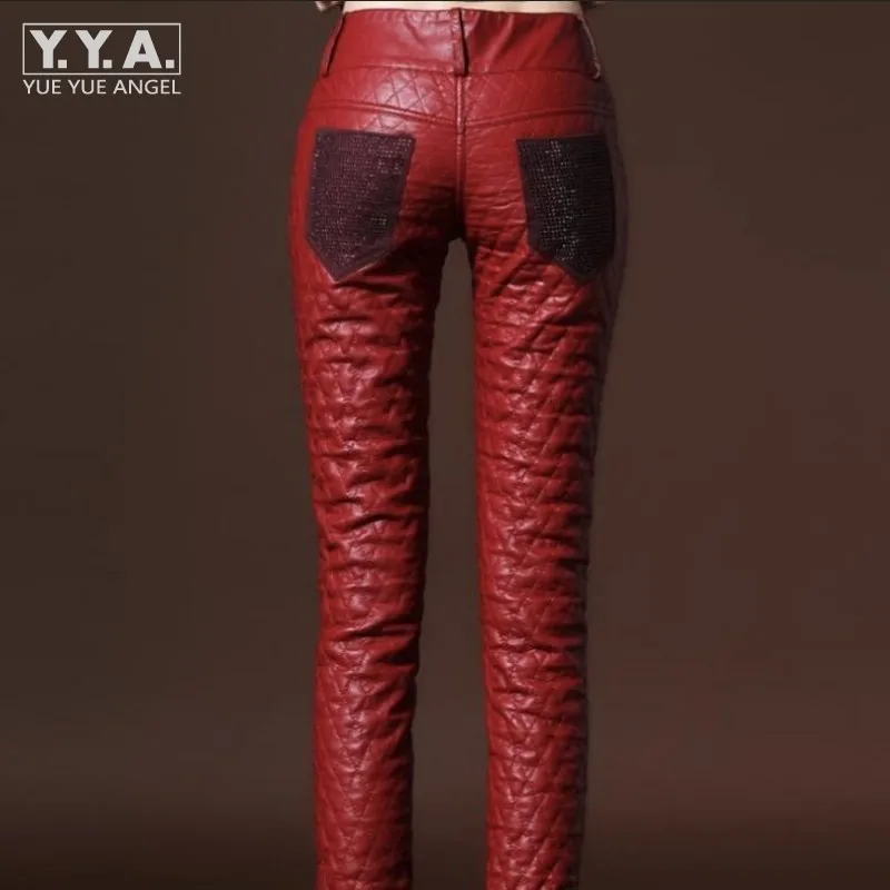 НОВЫЕ шикарные зимние женские облегающие брюки из искусственной кожи, теплые брюки, леггинсы, обтягивающие Женские брюки из искусственной кожи, женские модные брюки