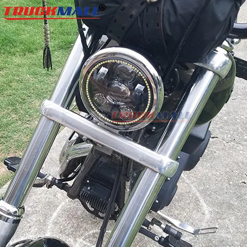 Indian Scout Motorcycle 5.75Inch LED DRL Headlight with White Halo Ring