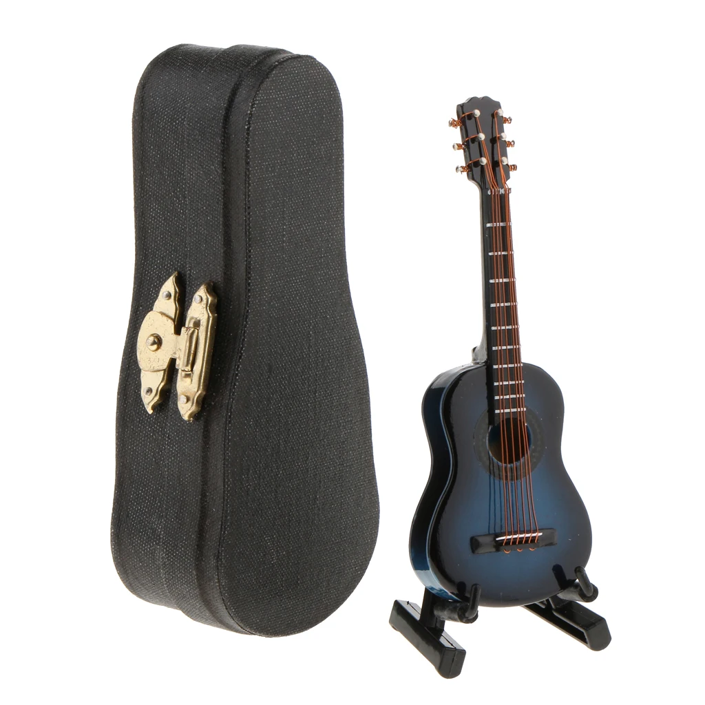 1:12 Acoustic Guitar in Case Music Instrument Dollhouse Musical Room Accessory Doll House Living Room Decor