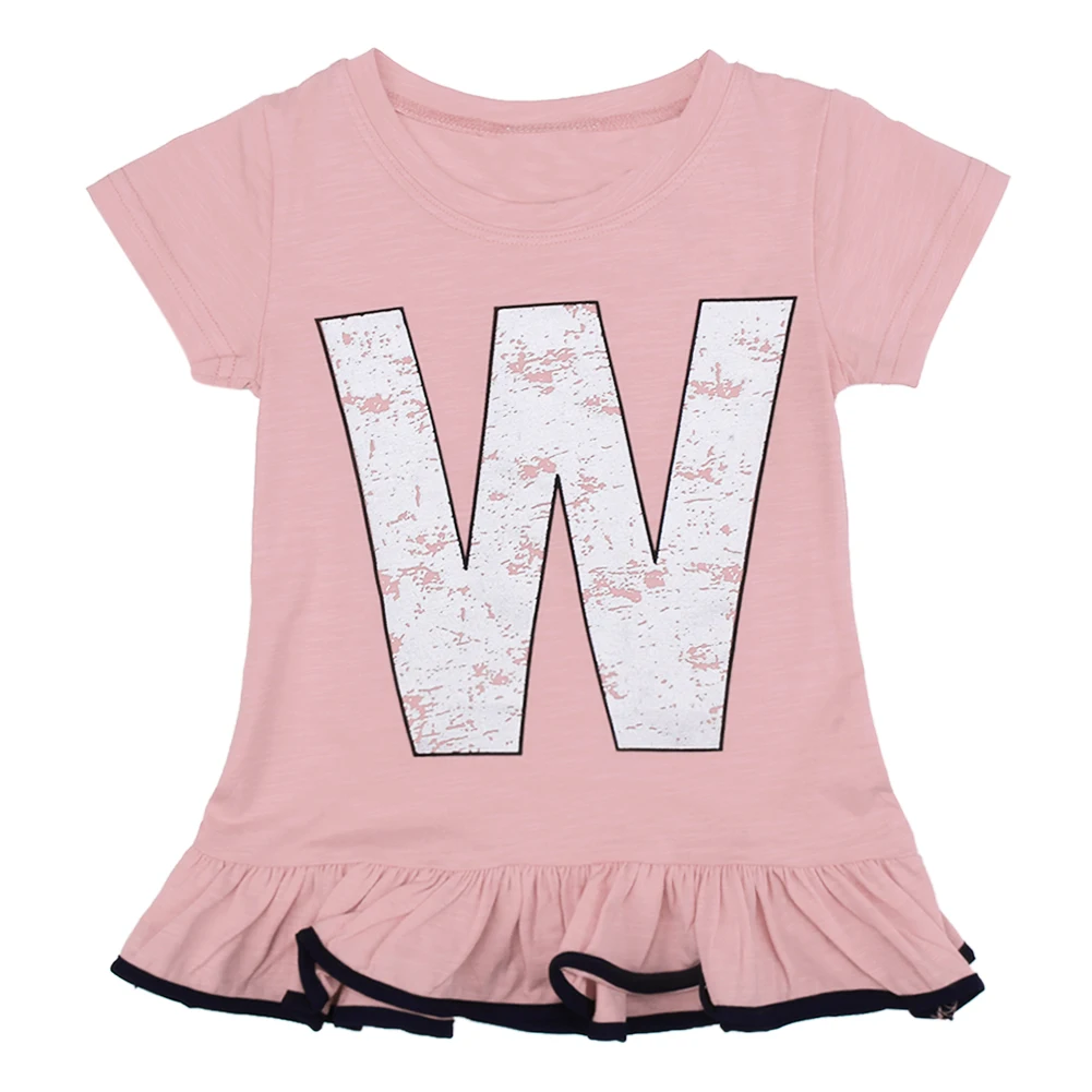 

4 to 8 Years Kids Children Short Sleeve Letter Printed T-shirt Girls Tops Clothes Cotton Baby Girls Summer Clothing