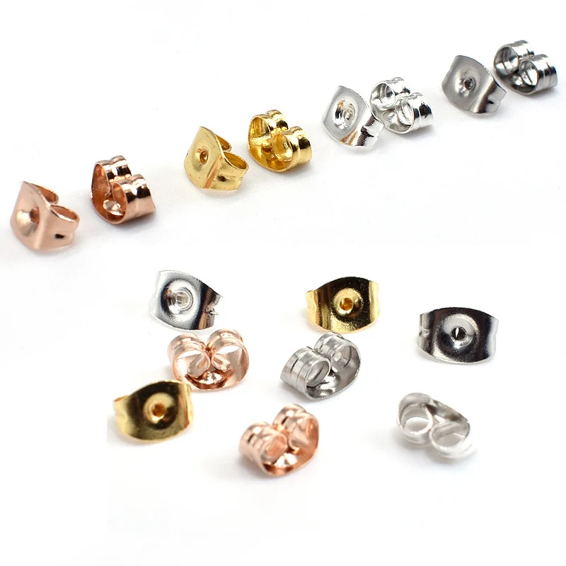 100Pcs/lot Stainless Steel Gold/rose Gold Earring Back Earrings Stopper