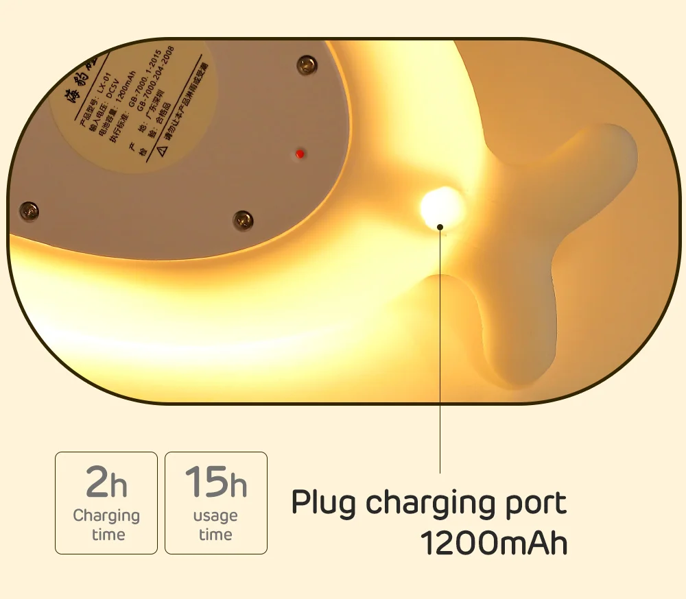 Ночной светильник мягкий силиконовый мини светодиодный светильник s 5V 1200 mahbattery Перезаряжаемые красочные светильник ing Индуктивный милые животные D-Hb