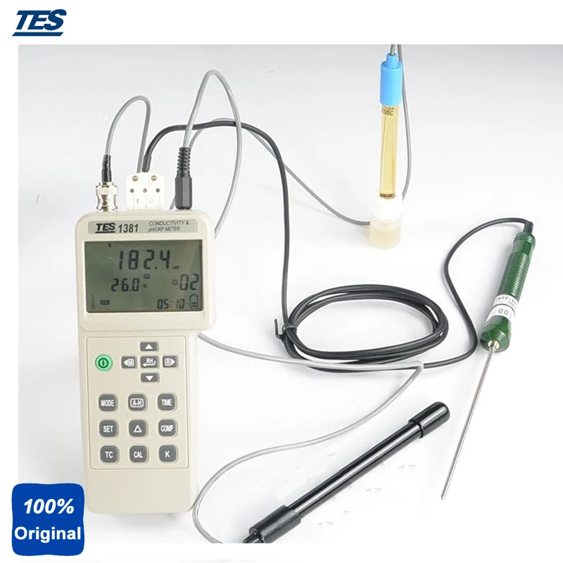 TES-1381 портативное измерение PH MV проводимость TDS сопротивление солености функции