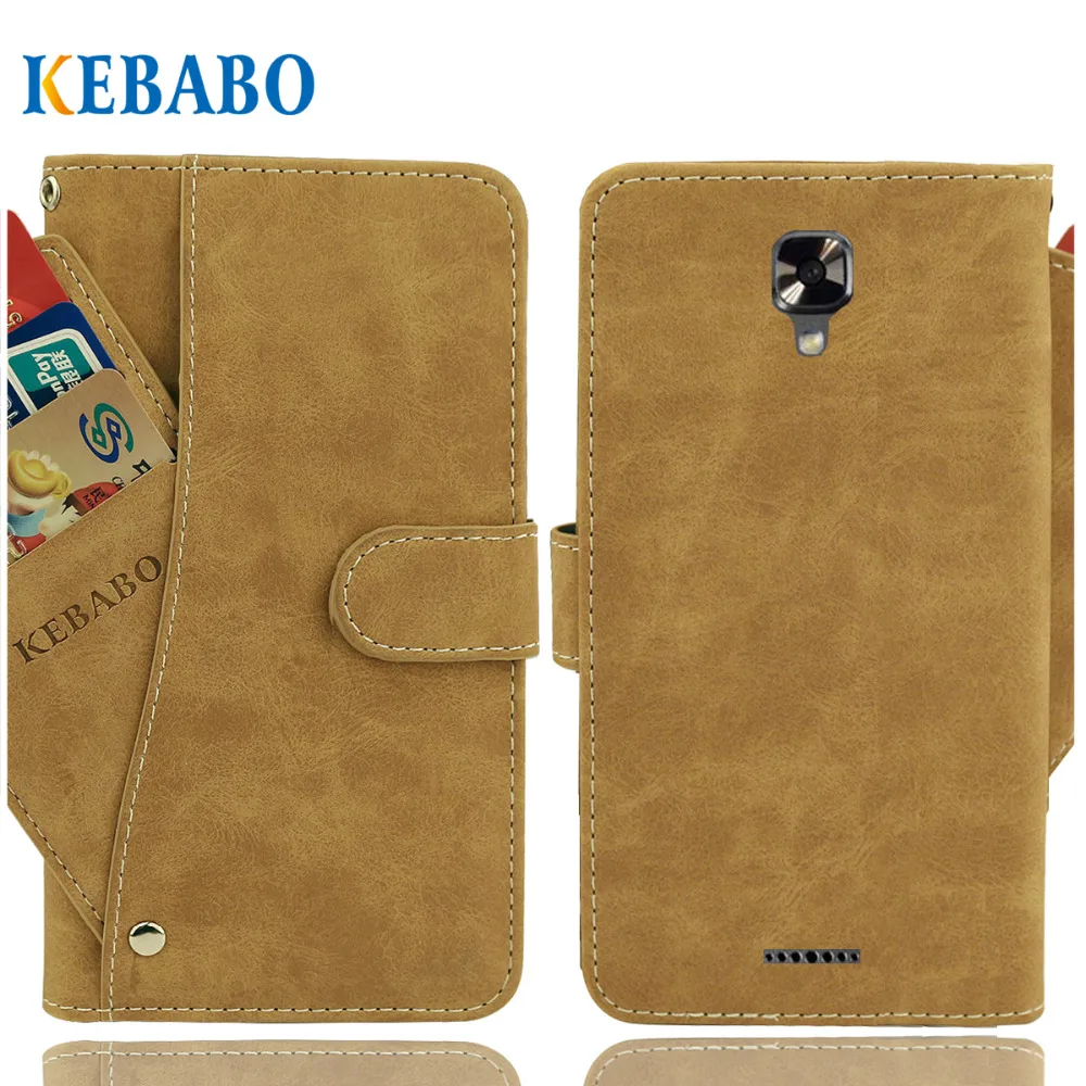 

Vintage Leather Wallet NUU Mobile A4L Case 5" Flip Luxury 3 Front Card Slots Cover Magnet Stand Phone Protective Bags