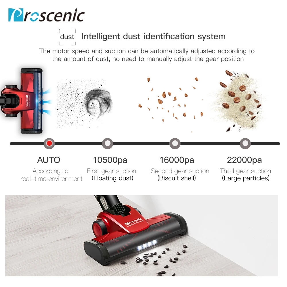 Беспроводной пылесос Proscenic I9 и ручной пылесос с мощным всасыванием 22 кПа и настенным креплением, время работы 45 минут