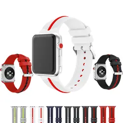 Силиконовый ремешок для apple watch band38/42/40/44 мм запястье ремешок для iwatch4/3/2 /1 резины часового пояса + металлической пряжкой