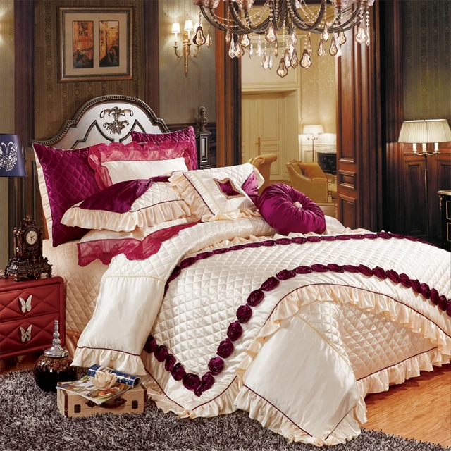 european luxury royal palace bedding set king queen size 11pcs wedding bed sheet set