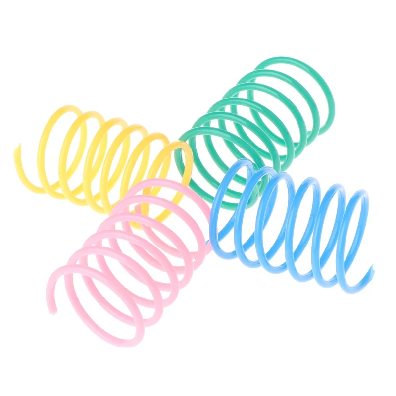 

NEW 5pcs Pet Random Color Wide Gauge Heavy Cat Toys Colorful Spring Plastic Bounce