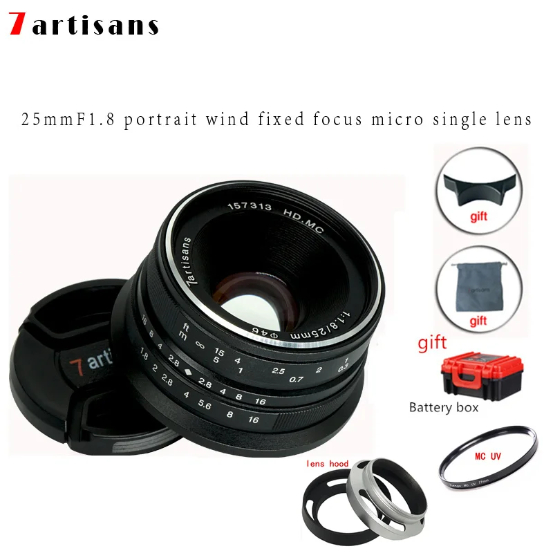 

7artisans 25mm f1.8 Prime Lens to All Single Series for sony E Mount Canon EOS-M Mout Micro 4/3 fuji FX Cameras A6000 XT2