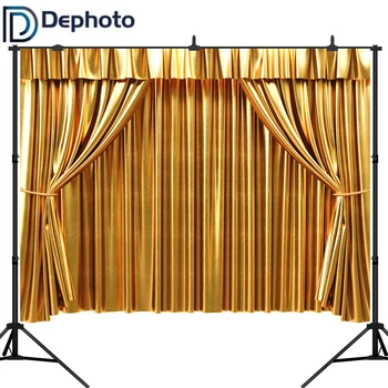 

Dephoto Photography Backdrop Luxurious Golden Curtains Birthday Party Theatre New Background Photocall Photo Printed