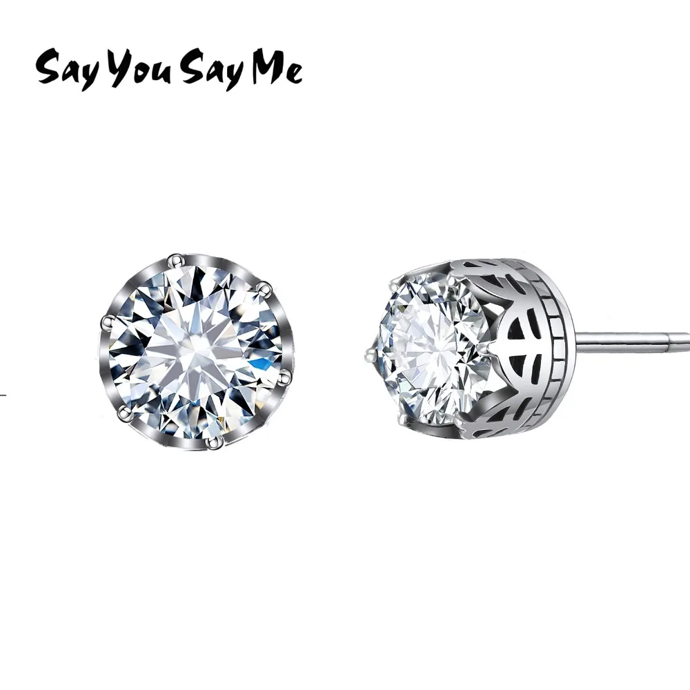 

Say You Say Me 925 Sterling Vintage Silver Zircon Earrings Wedding&Engagement Prevent Allergy Crown Earrings New Arrival
