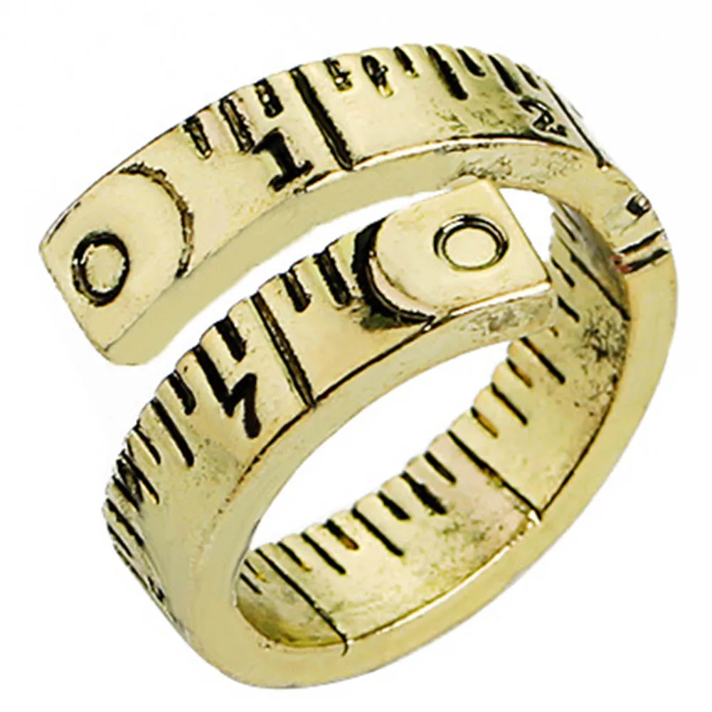 Gold Silver Finger Jewelry Party Gift Measure Ruler Twisted Ring For