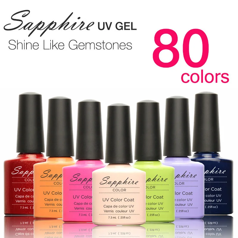 UV Top Coat + UV Base Coat Foundation for UV Gel Gel Polish Top it off 30 day long lasting Sapphire Nail Gel 7.3g