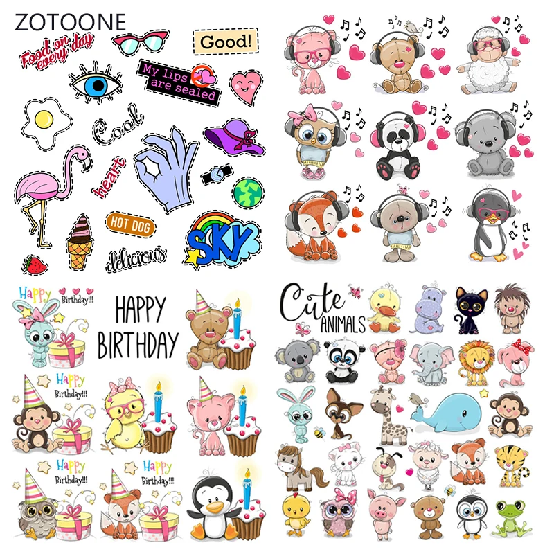 

ZOTOONE Animal Set Stripes Iron on Transfer Patches on Clothing Diy Patch Heat Transfer for Clothes Decoration Sticker Gifts G