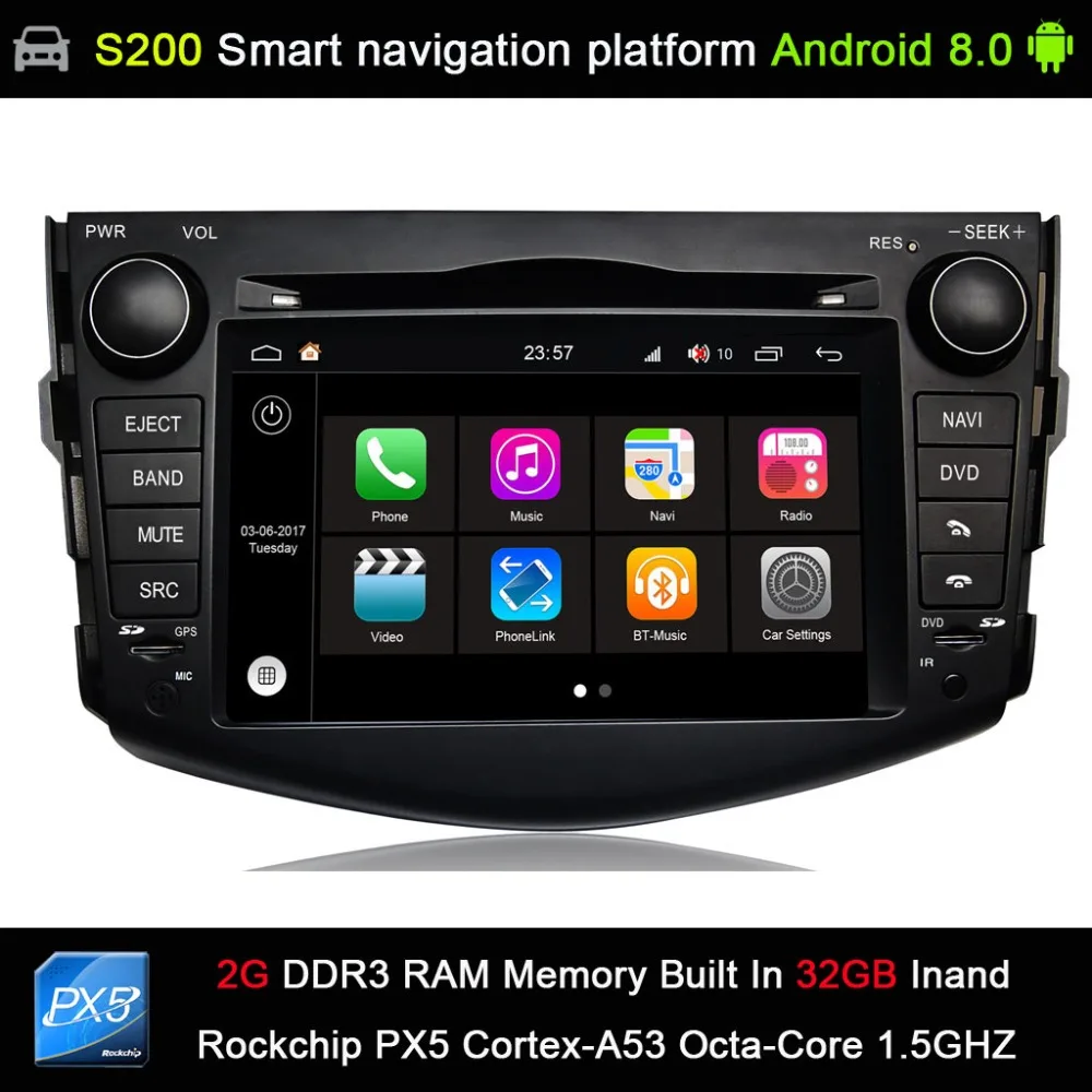 

Android 8.0 PX5 Octa 8-Core CPU 2G Ram 32GB Rom Car DVD Radio GPS Navigation for Toyota RAV 4 RAV4 2006-2012
