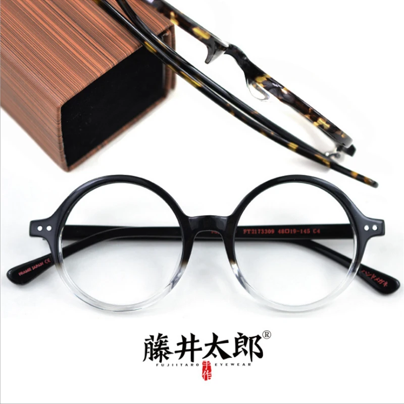 

TARO FUJII Eyeglasses Frame Spectacle Men Women Retro Round Prescription Optical Computer Glasses Frame Clear Lens Female Oculos