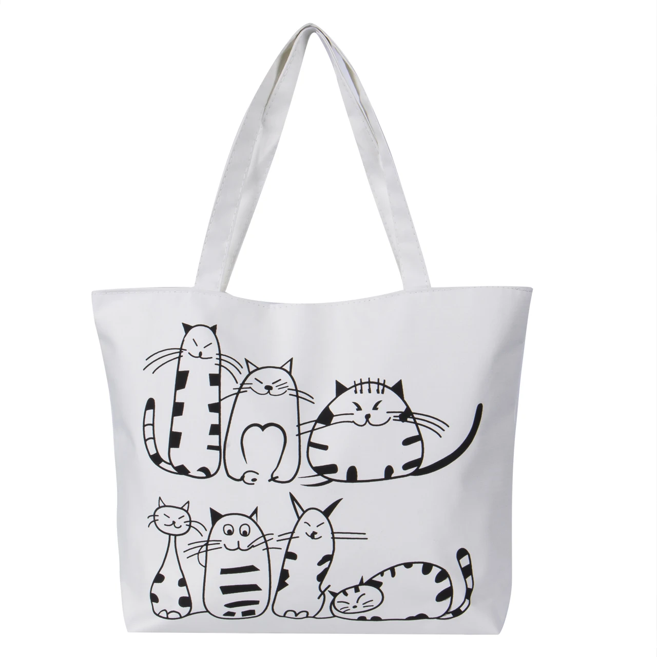  Women Canvas Handbag cartoon Cat Printed Shoulder bag Female Large Capacity Ladies Beach Bag Women  - 32828877407