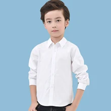 Рубашки для мальчиков Новые однотонные рубашки с длинными рукавами для мальчиков, торжественные рубашки для детей школьная форма для подростков 6, 8, 10, 12, 14 лет, Топ
