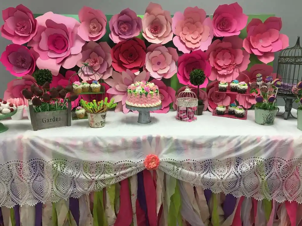 

22pcs Pink Set Giant Paper Flowers For Party Wedding Decor For Photo Booth Backdrop For Wedding Background