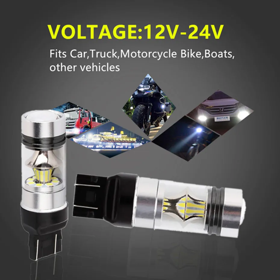 1 пара автомобильных ламп 7440 7443 3030 20 SMD чистый белый 100WBrake задние дневные ходовые