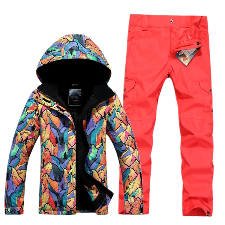

GSOU SNOW Women's Single Double Board Ski Suit Outdoor Breathable Thick Warm Waterproof Ski Jacket Ski Trousers Size XS-L