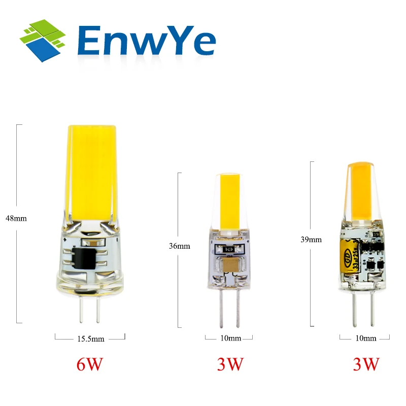 EnwYe светодиодный G4 лампочка AC/DC 12V 220V 3W 6W COB SMD светодиодный светильник заменить галогенный прожектор люстра