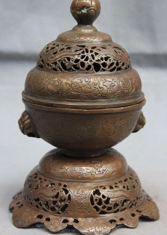 8 China Pure Bronze Copper Palace Wild animal Statue Beast Incense Burner Censer | Дом и сад