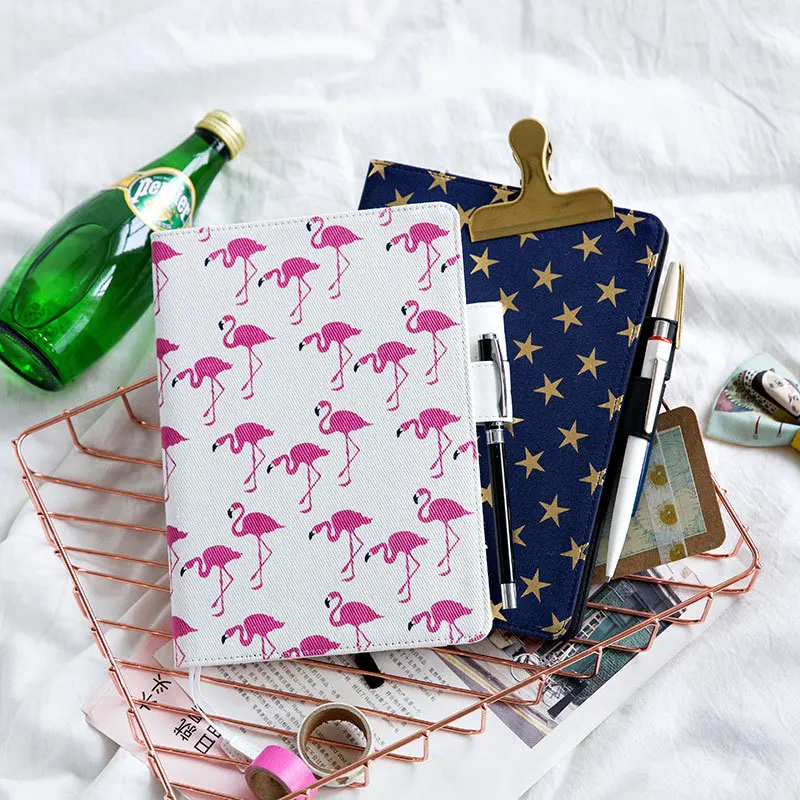 

Flamingos Notebook Agenda Daily Plan Cloth Book Cover Travel Notebook Journal DIY Diary HOBO Dokibook Efficiency WJ-XXWJ466-