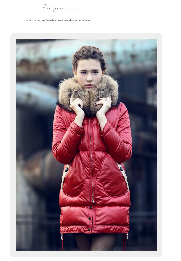 Women Winter Down Jacket Long Thick Coat Real Fur Collar Padded Down Coats Women Bright Outw (22)