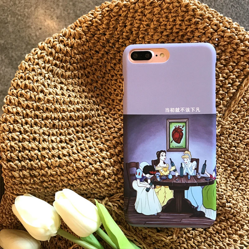 

Funny Retro Snow White Princess beauty girls illustration Phone Cases For coque iphone 8 Plus matte cases For iphone 7 6S plus