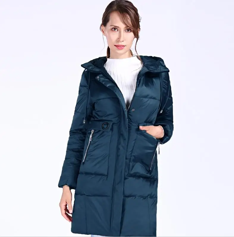 Новинка, высокое качество, зимняя женская куртка, плюс размер, 6XL, длинная, био пух, Женская парка, зимнее пальто, с капюшоном, теплый пуховик, верхняя одежда - Цвет: INK BLUE