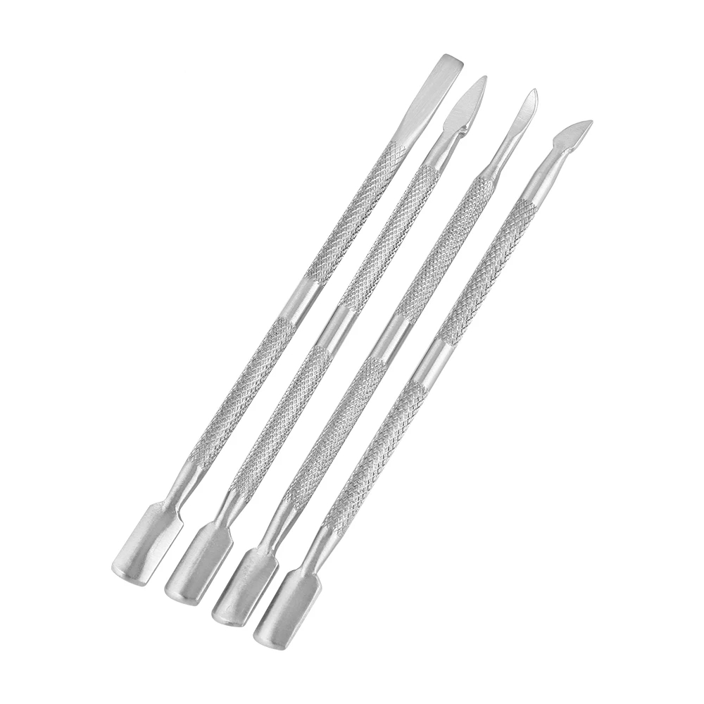 

1/4PC Double Ended Stainless Steel Nail Art Cuticle Pusher Spoon Remover Manicure Pedicure Nail Care Treatments Tools DIY