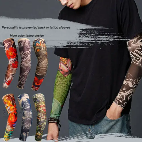 1Pc Nylon Tatoo Arm Stockings Arm Warmer Cover Elastic Fake Temporary Tattoo Sleeves For Men Women 2019 New Arrival Hot Sale Karachi