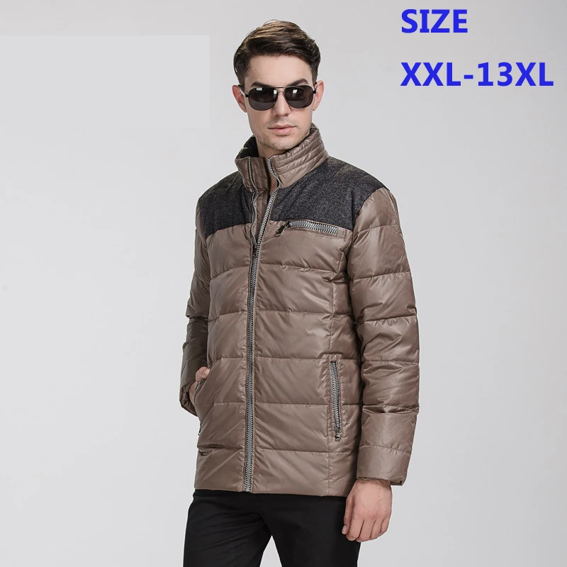 Зима extra large Для мужчин куртка пуховик бренда большой Для мужчин стенд воротник плотная верхняя одежда Большие размеры XL-6XL7XL 8XL9XL10XL11XL12XL13XL