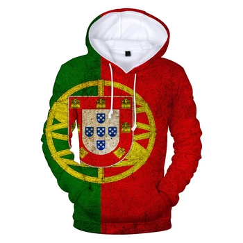 

Fashion Print National Flag 3D Hoodies Men/women Harajuku Sweatshirt 3D Print Portugal National Flag Casual Cotton Men's Hoodies