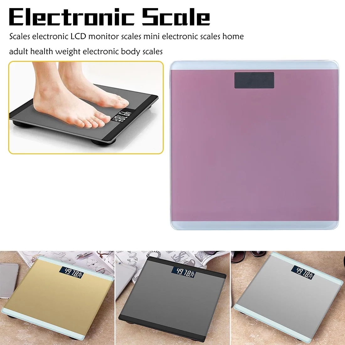 

4 Colors Electronic LCD Display Weights Weight Scale Bathroom Scale Weighing Machine Personal Body Scales 180kg Smart Balance