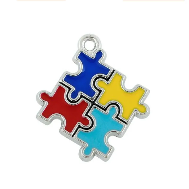 

Colorful Enamel Autism Awareness Jigsaw Puzzle Piece Charms Pendant Fit DIY Bracelet & Necklace & Keychain Jewelry Making 10PCS