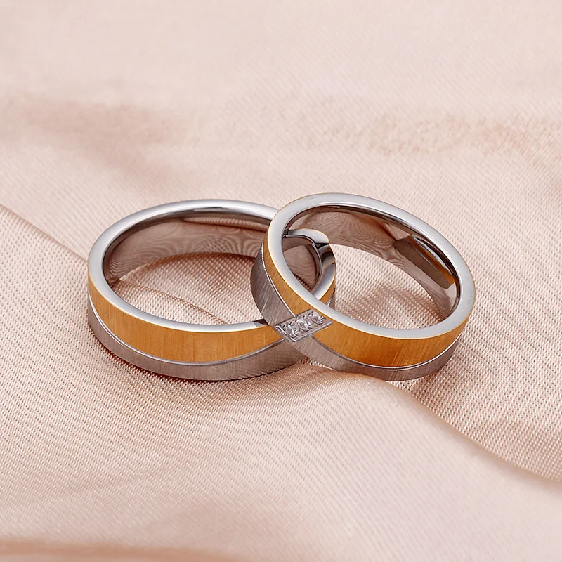 KALEN 316L steel gold silver couple rings for men women fashion wedding ring size #5 - 12