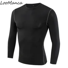 Мужская быстросохнущая тренировочная футболка для бега новая компрессионная рубашка с длинным рукавом мужская Спортивная беговой плотный футболка