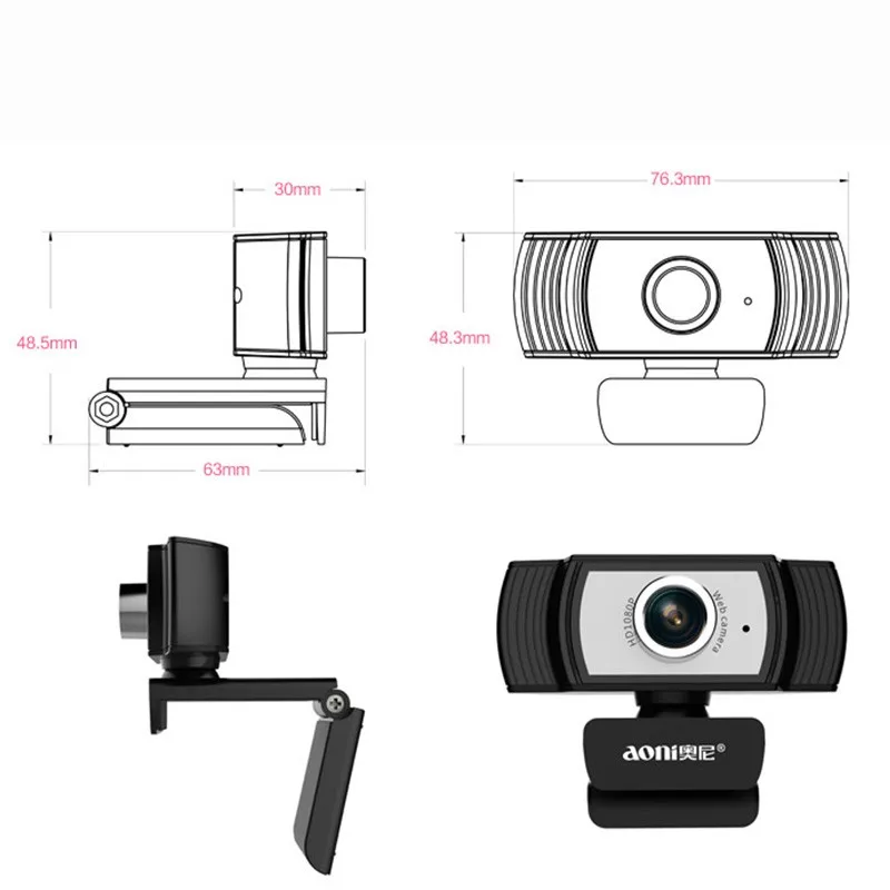 Aoni C33 USB веб-камера 1080p HD с микрофоном автоматическая поддержка красоты компьютерный Настольный флеш-карта для ноутбука камера